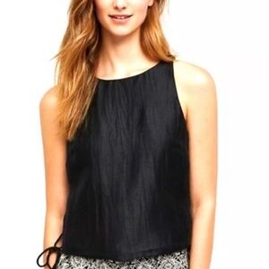 NWOT Anthropologie HD in Paris Black Linen Blend Tie Side Sleeveless Blouse, XXS